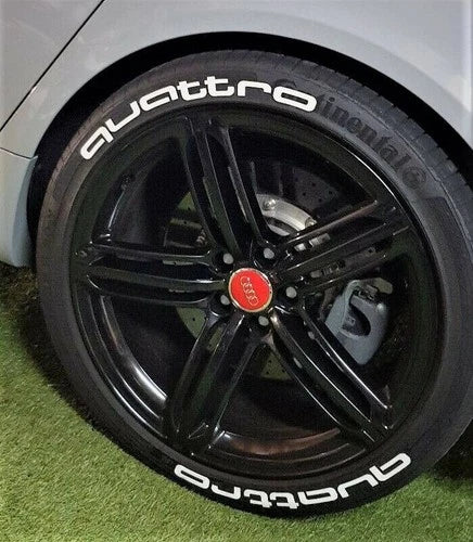 Quattro Tire Stickers shown on a tire or vehicle wheel