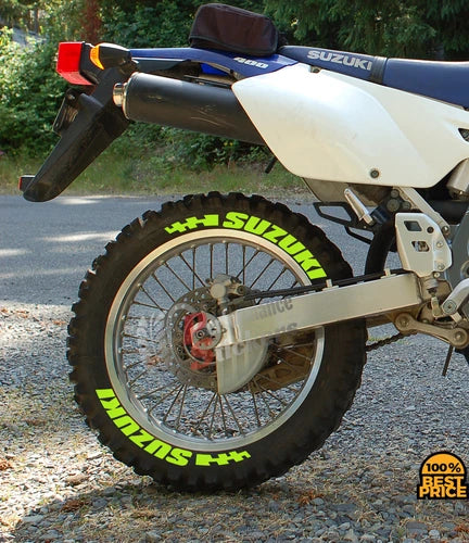 Suzuki Motorcycle Tire Stickers shown on a tire or vehicle wheel
