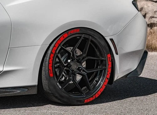 Camaro RS Tire Stickers shown on a tire or vehicle wheel
