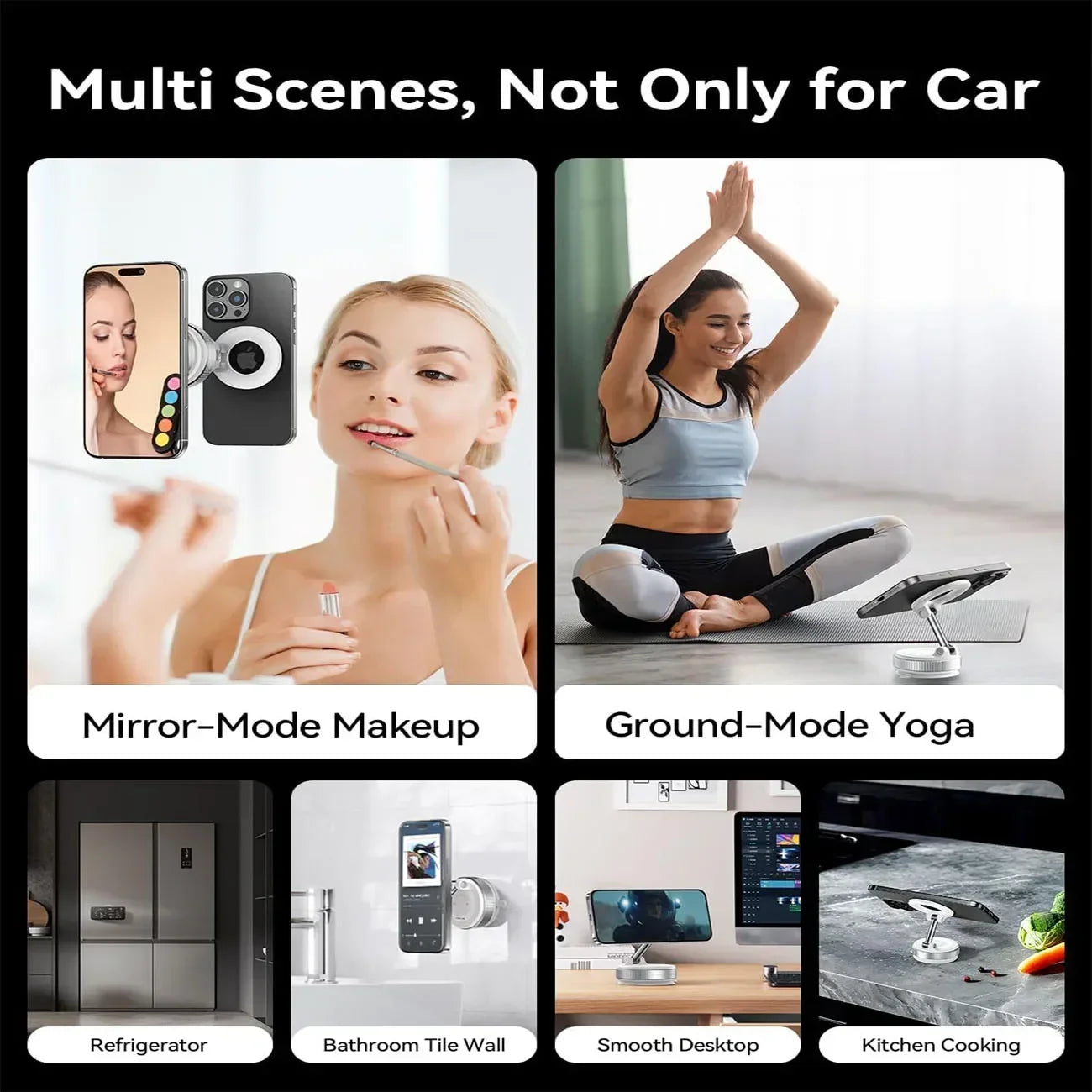 360° Foldable Magnetic Car Phone Holder with Vacuum Suction Base