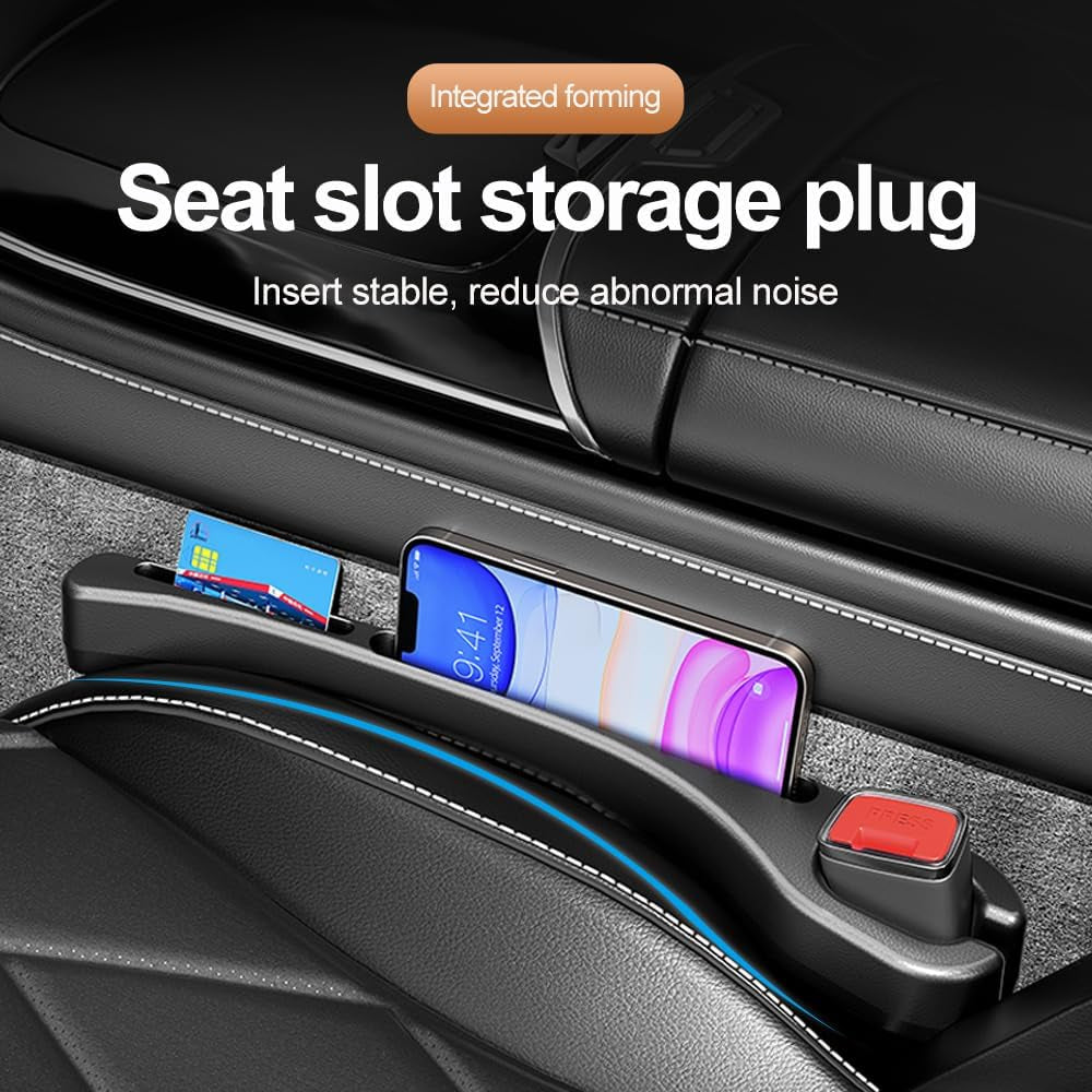 2-Piece Car Seat Gap Organizer with Phone Holder – Black