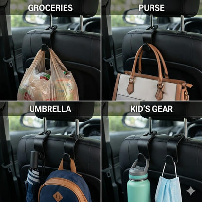 4-Pack Car Seat Headrest Hooks – Universal Backseat Bag Hangers