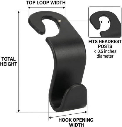 4-Pack Car Seat Headrest Hooks – Universal Backseat Bag Hangers
