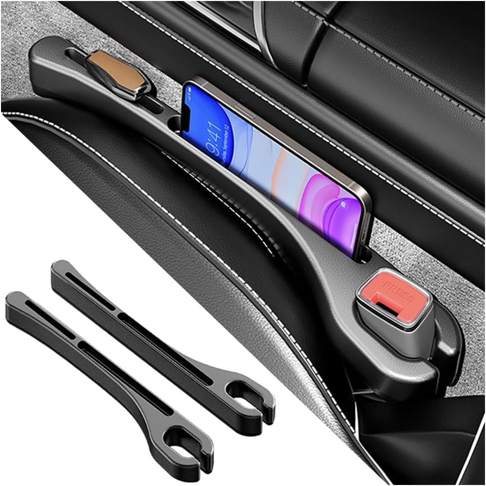 2-Piece Car Seat Gap Organizer with Phone Holder – Black