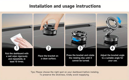 360° Foldable Magnetic Car Phone Holder with Vacuum Suction Base