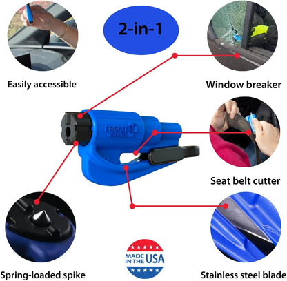 2-Pack resqme Emergency Car Escape Tool – Seatbelt Cutter & Window Breaker