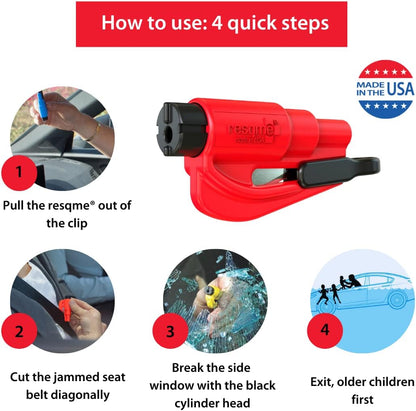 2-Pack resqme Emergency Car Escape Tool – Seatbelt Cutter & Window Breaker