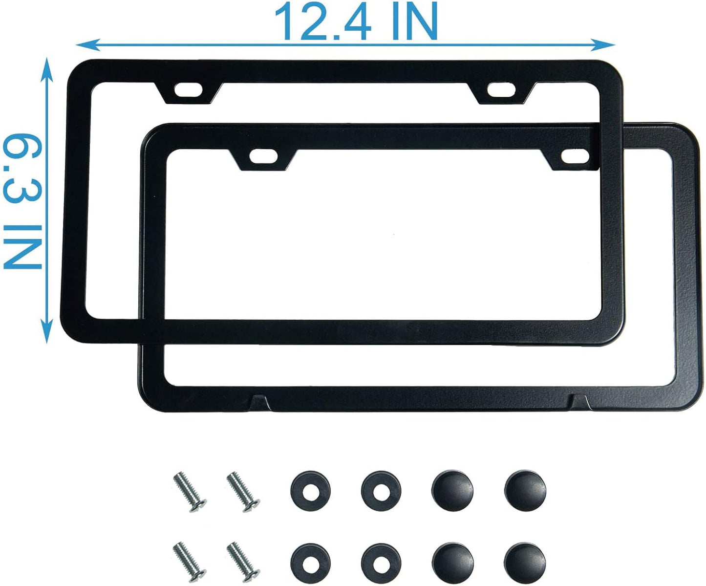 2-Pack Matte Black Aluminum License Plate Frames