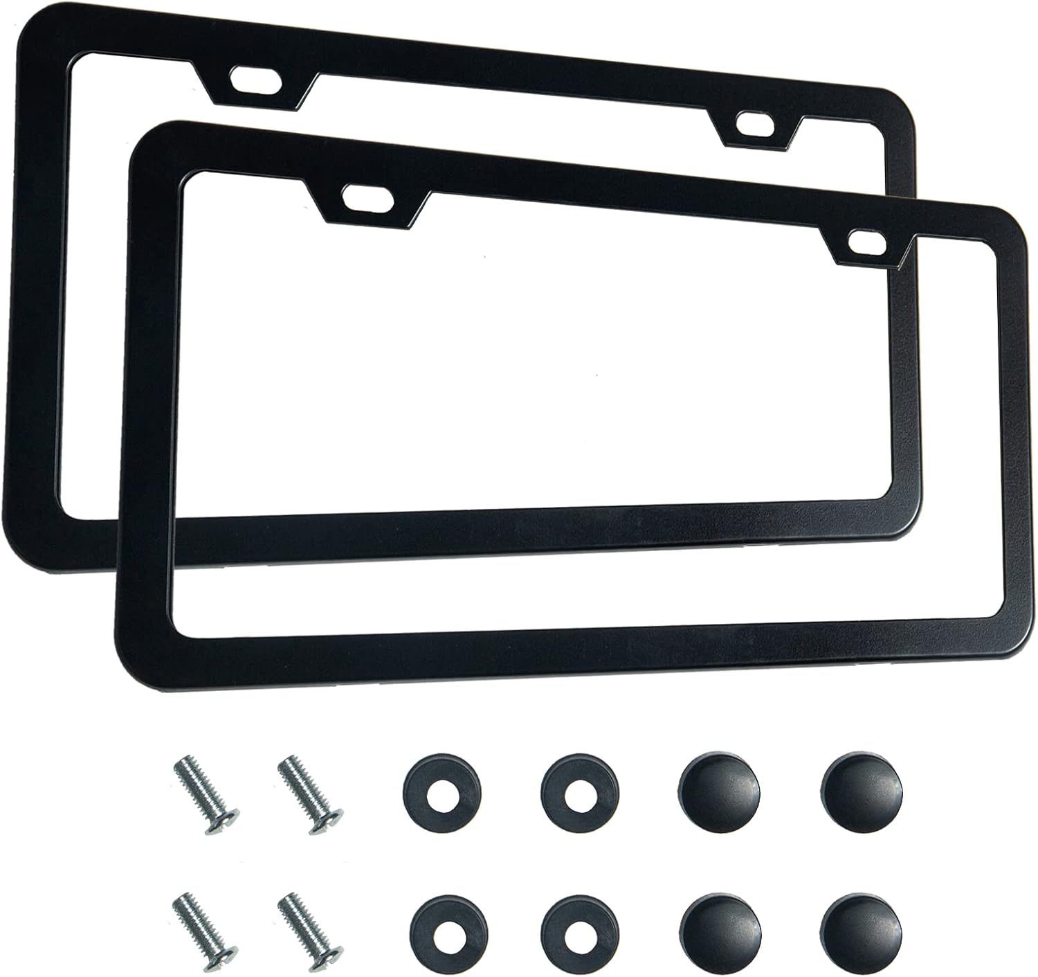 2-Pack Matte Black Aluminum License Plate Frames