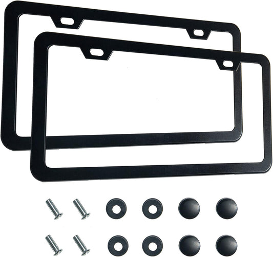 2-Pack Matte Black Aluminum License Plate Frames