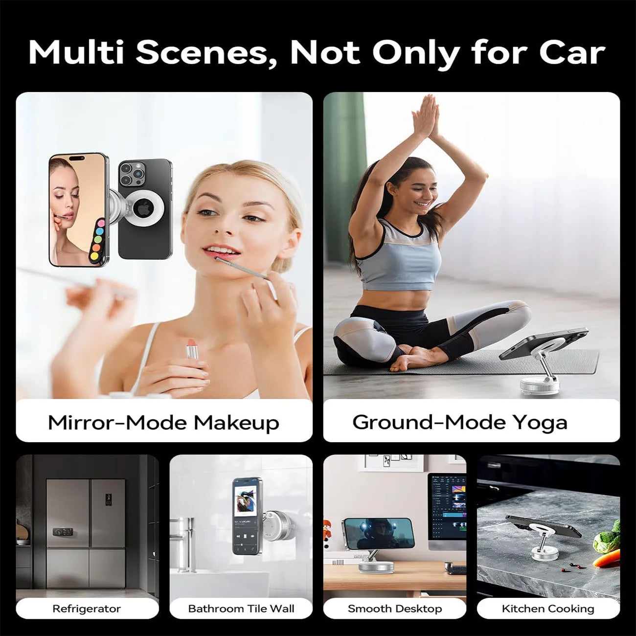 360° Foldable Magnetic Car Phone Holder with Vacuum Suction Base