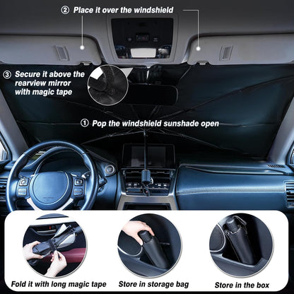 Foldable Windshield Sun Shade Umbrella – 57 × 31.5 in