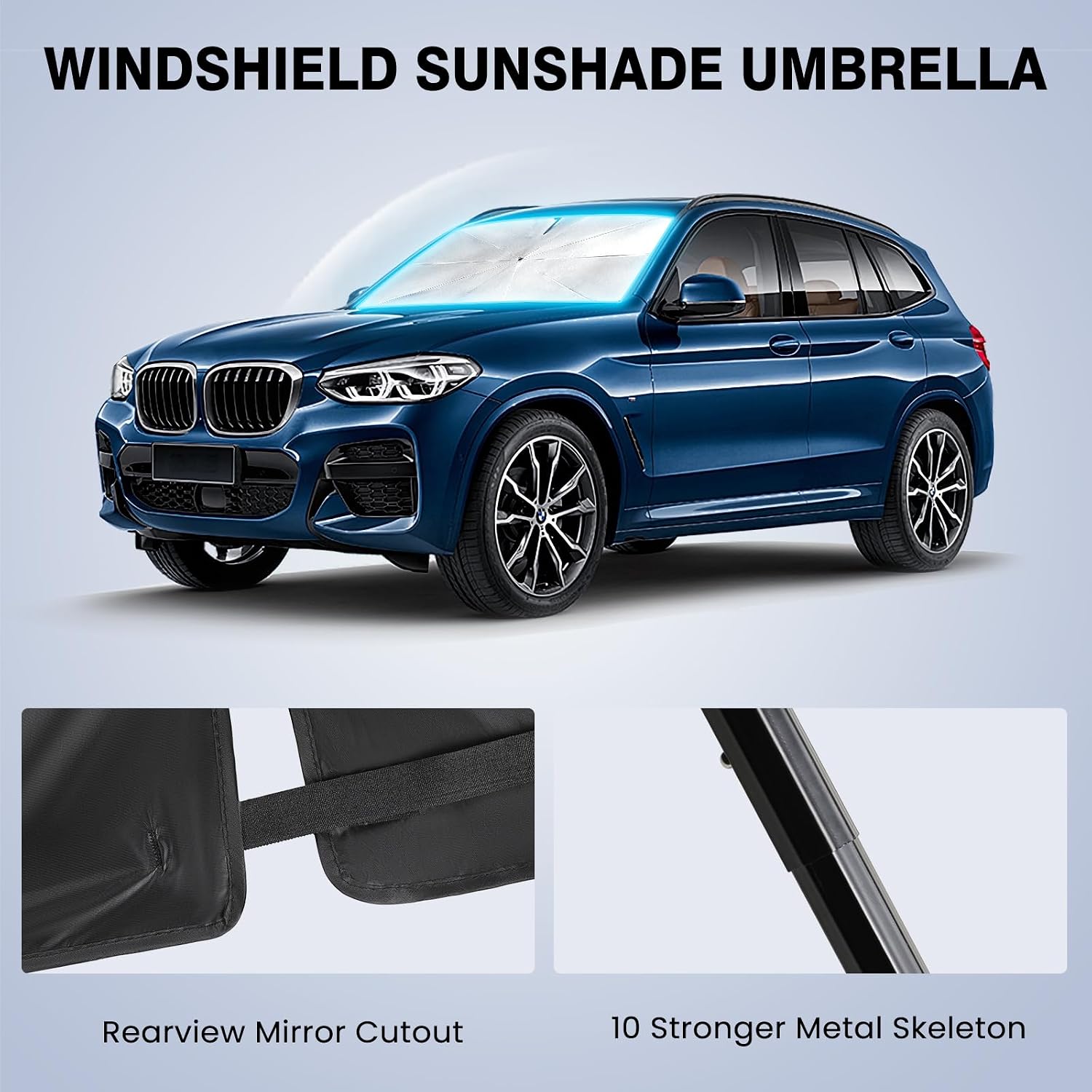 Foldable Windshield Sun Shade Umbrella – 57 × 31.5 in
