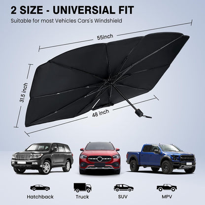 Foldable Windshield Sun Shade Umbrella – 57 × 31.5 in