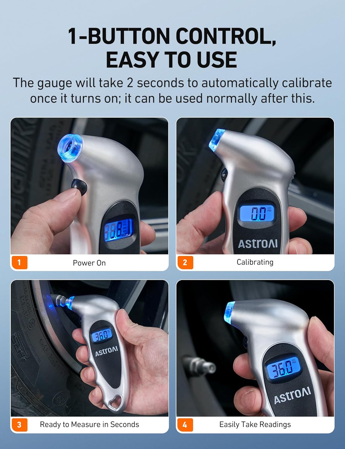 Digital Tire Pressure Gauge with Backlit Display – 0–150 PSI