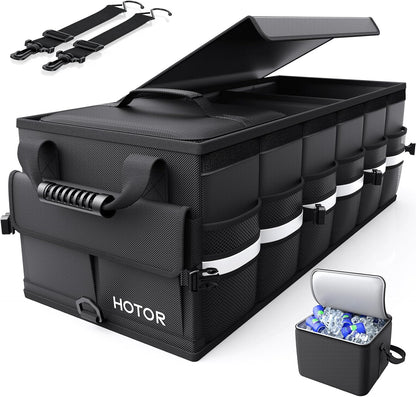 3-Compartment Foldable Trunk Organizer with Removable Cooler Bag
