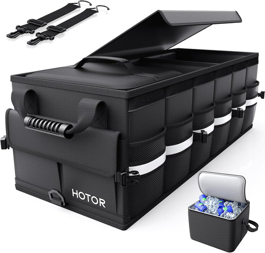 3-Compartment Foldable Trunk Organizer with Removable Cooler Bag