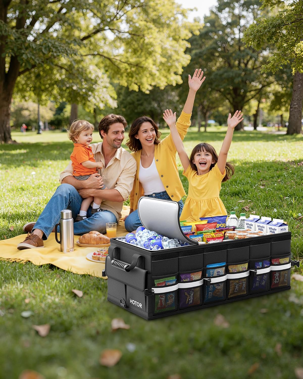 3-Compartment Foldable Trunk Organizer with Removable Cooler Bag