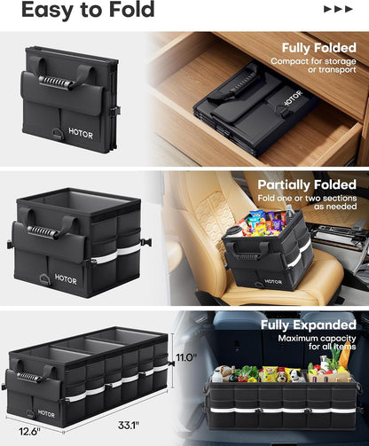 3-Compartment Foldable Trunk Organizer with Removable Cooler Bag