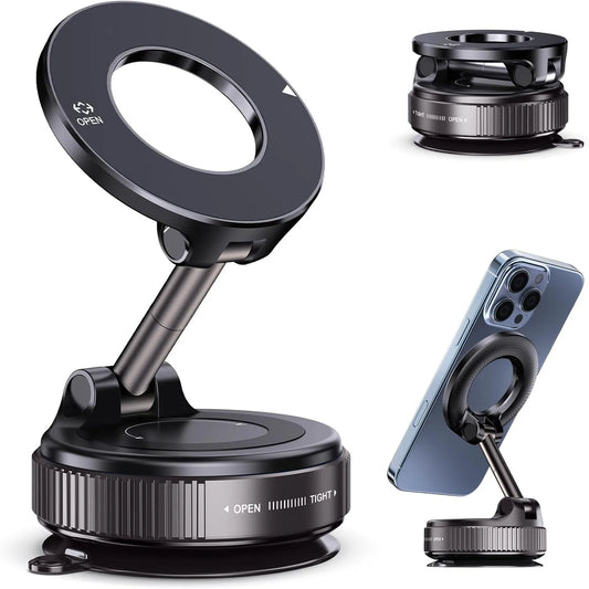 360° Foldable Magnetic Car Phone Holder with Vacuum Suction Base