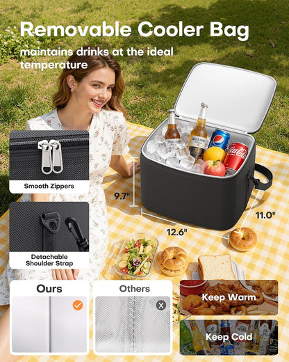 3-Compartment Foldable Trunk Organizer with Removable Cooler Bag