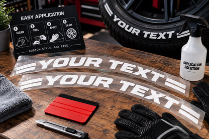 General tire lettering application example; illustrative YOUR TEXT design