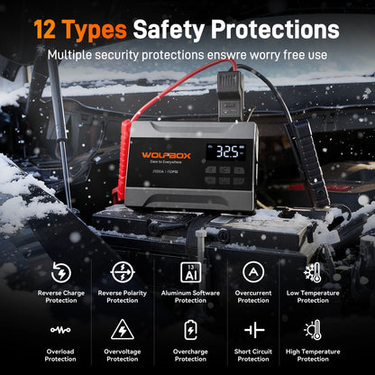 Car Jump Starter with Air Compressor, 2000A 150PSI Portable Car Battery Jump Box(5.0L Gas) with Digital Tire Inflator, 12V