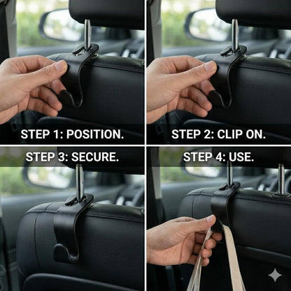 4-Pack Car Seat Headrest Hooks – Universal Backseat Bag Hangers