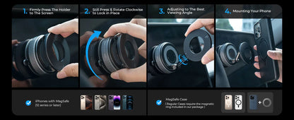 360° Foldable Magnetic Car Phone Holder with Vacuum Suction Base