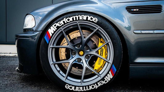 M Performance tire lettering shown on a wheel