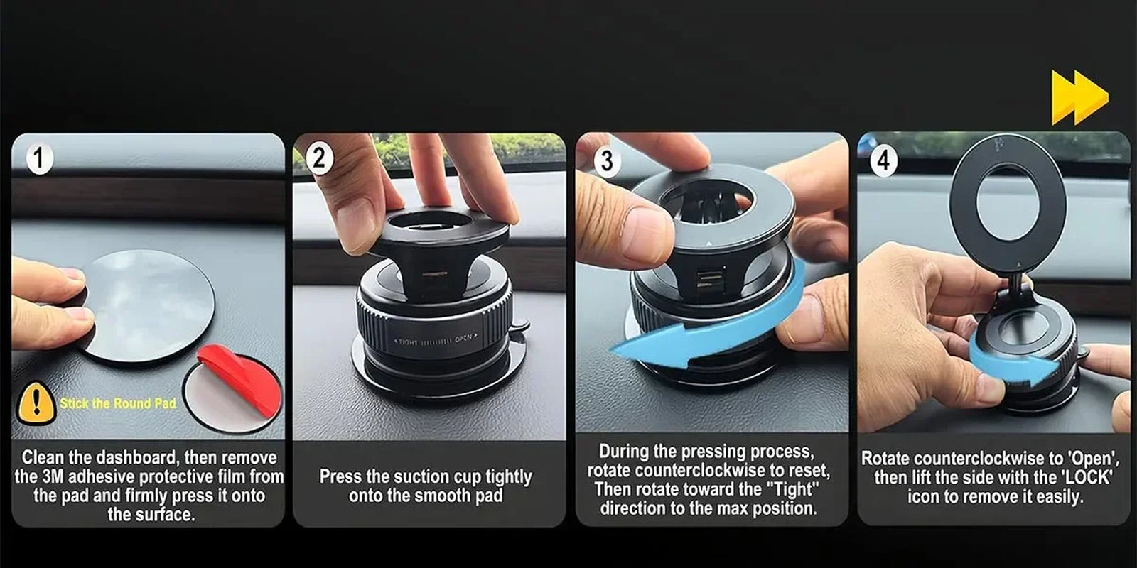 360° Foldable Magnetic Car Phone Holder with Vacuum Suction Base