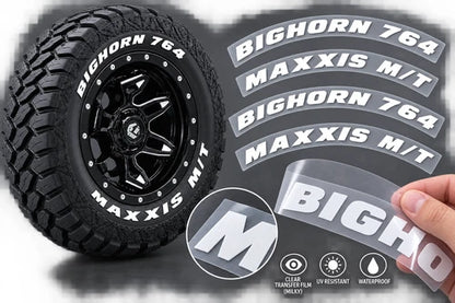 Maxxis Bighorn ATV Tire Stickers shown on a tire or vehicle wheel