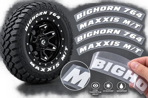 Maxxis Bighorn ATV Tire Stickers shown on a tire or vehicle wheel