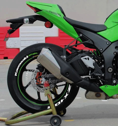 Ninja ZX-10R Motorcycle Tire Stickers shown on a tire or vehicle wheel
