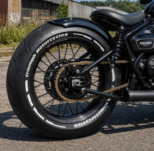Triumph Motorcycle Tire Stickers shown on a tire or vehicle wheel