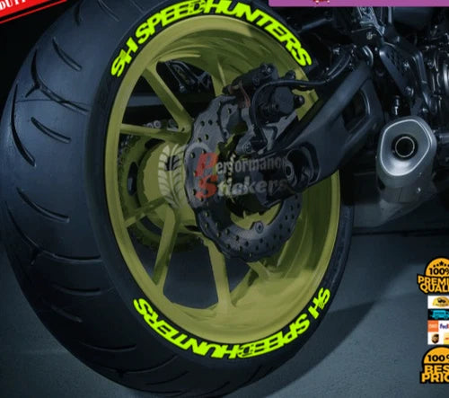Speedhunters Motorcycle Tire Stickers shown on a tire or vehicle wheel