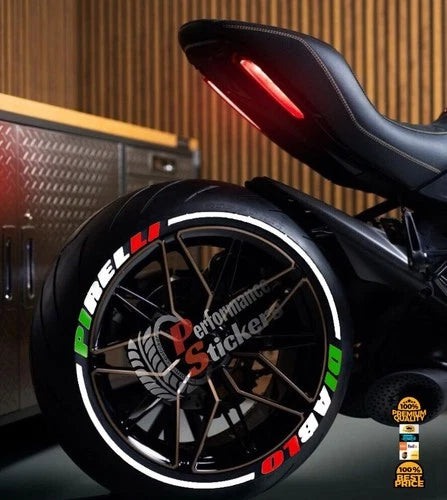 Diablo Italia Motorcycle Tire Stickers shown on a tire or vehicle wheel