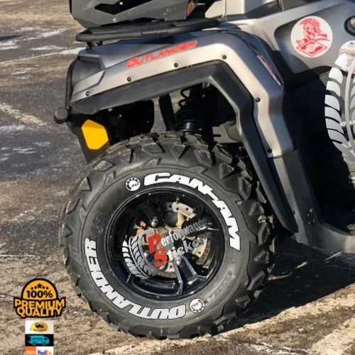 Can-Am Outlander ATV Tire Stickers shown on a tire or vehicle wheel