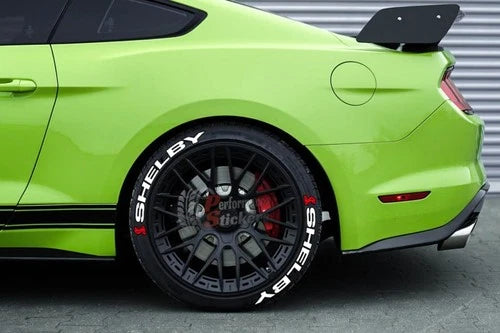 Shelby Tire Stickers shown on a tire or vehicle wheel