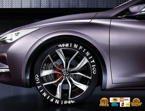 Infiniti Tire Stickers shown on a tire or vehicle wheel