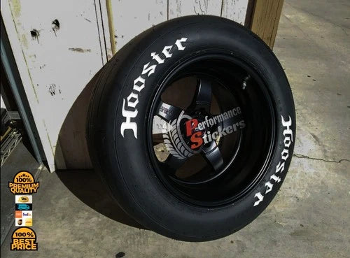 Hoosier Tire Stickers shown on a tire or vehicle wheel