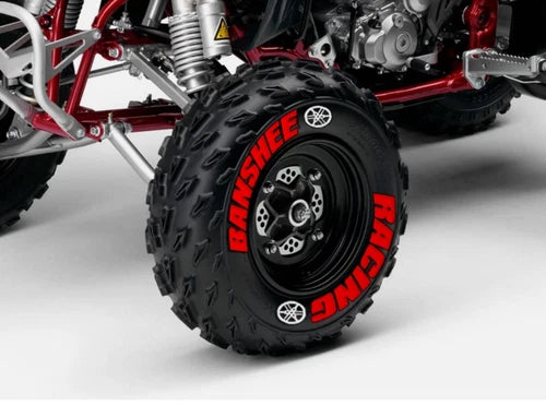 Banshee Racing ATV Tire Stickers shown on a tire or vehicle wheel